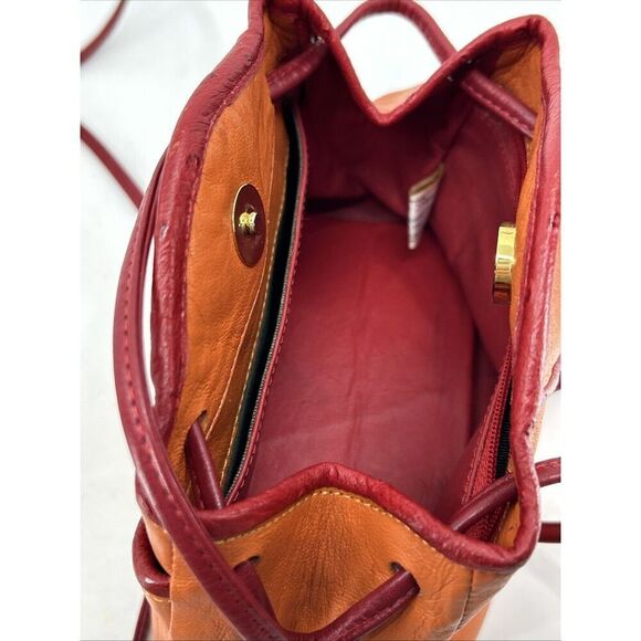 Vintage JO ANN PAGE Orange Leather Piping Shoulder Bag Purse *MADE IN USA - Picture 9 of 13